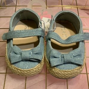 Infant Light Blue Denim Mary Jane Shoes Sz 3-6 Months Girls